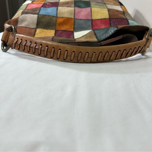 Lucky Brand Multicolored Patchwork Leather Hobo Tote Bag Boho - Picture 8 of 16